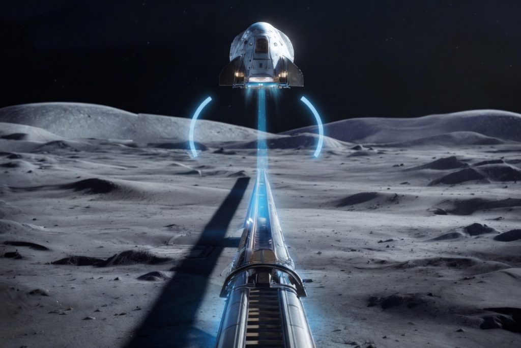 lunar base, Mars, deep space, Moon rover, space exploration, Solar System, Gravity, space mission, Rocket launching, lunar surface, Lunar Spaceport, launch technologies, magnetic levitation, maglev, lunar maglev launch track, Electromagnetic Mass Drivers, lunar mass driver, electromagnetic catapult, rocket propellants, lunar transportation hub