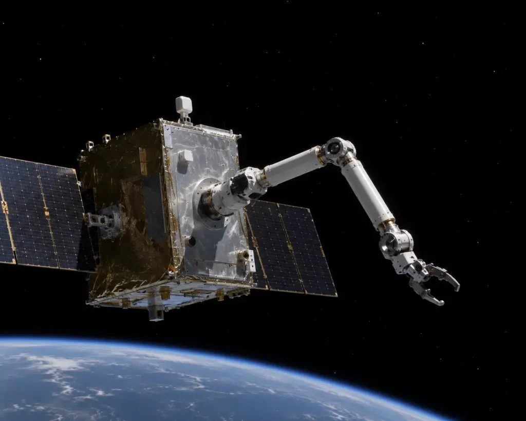 The LINK, Orbital Servicing, New Era, Asset Management in Space, Space, satellites, spacecraft, orbital decay, Hubble telescope, Shuttle, Modern satellites, depleted propulsion, Orbital servicing, NASA, Swift telescope, earth observation, weather forecasting, climate monitoring, Hubble Space Telescope, James Webb Space Telescope, Orbital Asset Management, servicing spacecraft, debris inspection, AI OnBoard Computers, Robotic Arms, Onboard Computer, OBC, Onboard Computers, Hubble's scientific life, low Earth orbit, Microchip PolarFire, NVIDIA Jetson modules, autonomous robotic servicing spacecraft, LINK, Satellite Maintenance, NASA's Neil Gehrels Swift Observatory, orbit-raising manoeuvres, Spacecraft Rendezvous, Optical navigation cameras, LiDAR, Rendezvous, robotic servicing arm, Onboard Computing, Artificial Intelligence, rapid decision-making, Modern AI-enabled flight computers, Machine vision algorithms, Microchip PolarFire FPGA