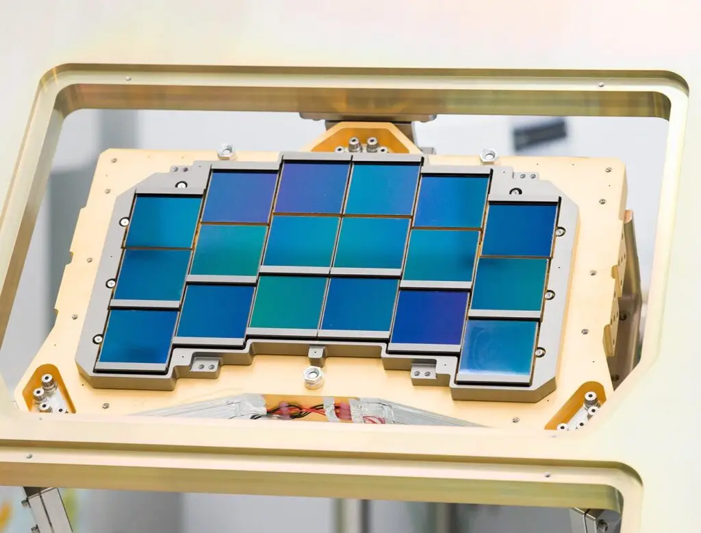 300 million Pixels, NASA, Youngest Science Fleet, Roman Telescope, space astronomy, extremely sensitive imaging systems, NASA’s Nancy Grace Roman Space Telescope, Nancy Grace Roman Space Telescope, Roman Space Telescope, Wide Field Instrument, 300-megapixel camera, Hubble Space Telescope, Roman’s WFI, huge focal plane, infrared detectors, precisely aligned detector mosaic, WFI, wide-field imaging camera, slitless spectrometer, conventional RGB image, Roman's Element Wheel Assembly, prism, grism, slitless spectroscopy, astronomical objects, 300-megapixel camera, rigid focal-plane structure, Alignment Compensation Mechanism, Roman camera, spacecraft, Hubble, wide-field optics, large-format HgCdTe detectors, near-infrared sensitivity, precision spacecraft stability, modern astrophysics, dark energy, dark matter, galaxy evolution, exoplanets, 300-megapixel space camera, Hubble's infrared imaging, NASA science fleet, Hubble WFC3/IR, Webb NIR Cam, Roman WFI