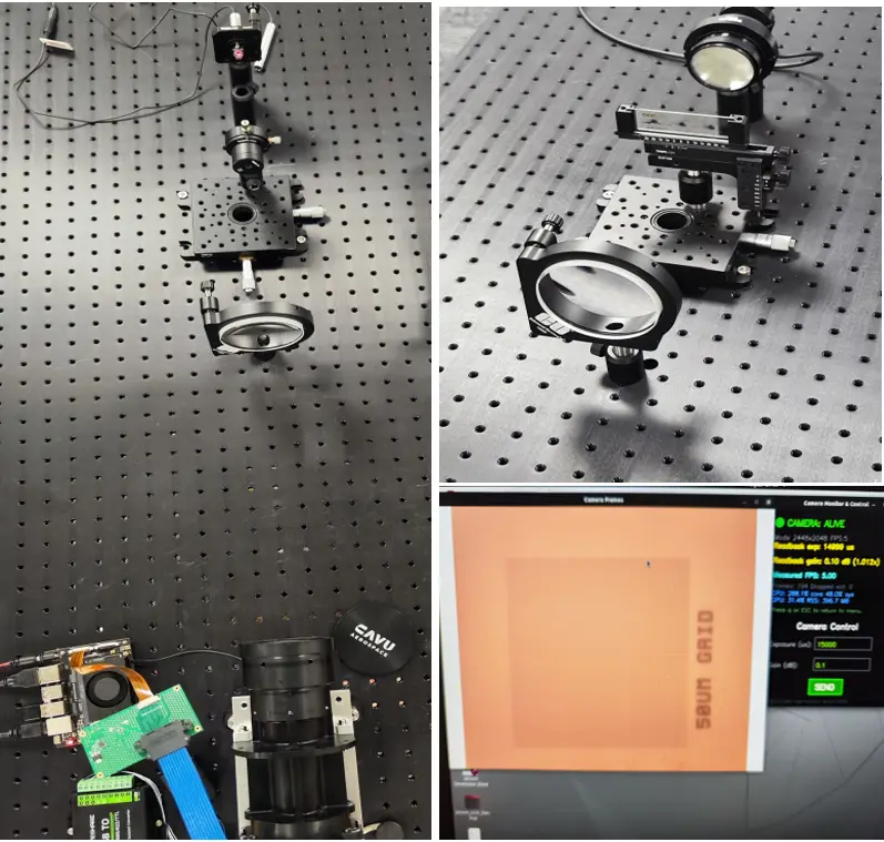 OPTICAL BENCH REPORT, OPTICAL BENCH, CubeSat Camera FM, 400mm EFL, CubeSat Camera EM, Canon lens, 400 mm EFL f/5.6L, GMAX3405 sensor, C&DH platform, space-grade, photometric condition, closer grid-period agreement, lower horizontal/vertical response, linear local contrast rule, Mean absolute grid-period error, Observed image-scale fit, Mean directional imbalance, directional-imbalance, bench method, geometric fidelity, uniform orthogonal response, grid-period accuracy, Canon, NVIDIA GPU, 400 mm-class imaging systems, broadband target bench, collimator, CAVU EFL, focal length, Photometric exposure, GBRG Bayer data, geometric correction, Geometric Grid-Period Accuracy, target pitch, camera focal length, collimator EFL, sensor pixel pitch, stronger image-scale fidelity, directional-imbalance metric, uniform orthogonal response, unequal visual scale, Photometric equivalence, Metric basis, Field coverage, MTF datasets, CAVU FM, geometric period accuracy, orthogonal response balance, CAVU